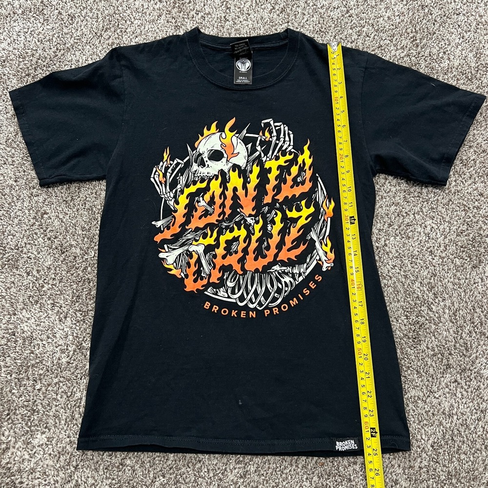 Santa Cruz x Broken Promises Crew Neck T Shirt Boneyard Flames Skeleton Skate
